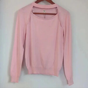 🌴2/$25🌴UNIQ | Light Pink Lightweight  Stretchy Cutout Sweater Size Small